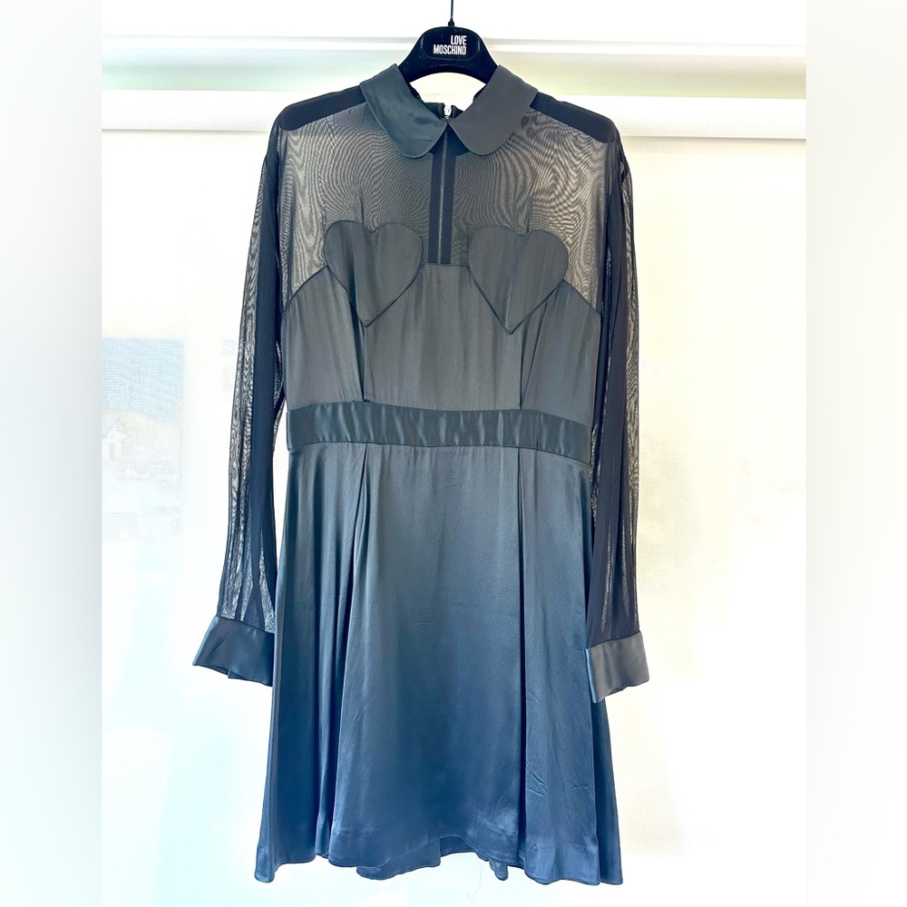 Authentic Moschino Runway Collection Black Heart Bodice Silk Dress
